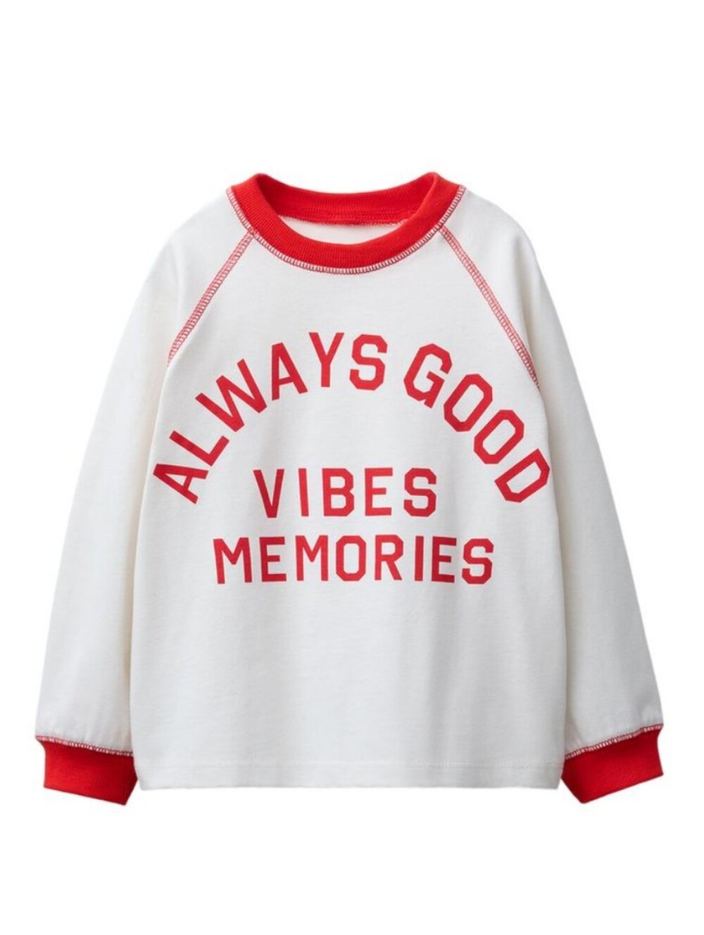 Zara Kids NWT Always Good Vibes Raglan Long Sleeve Shirt Ecru 4Y Cotton